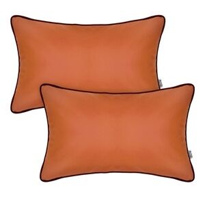 Howdy Decor Brown Outdoor Silicone Leather Pillow Case Set Of Two .